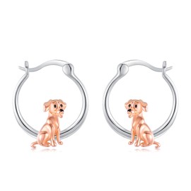 Labrador Retriever Earrings 925 Sterling Silver Cute Dog Earrings Hypoallergenic Hoop Earrings for Senstive Ears Pet Jewelry Gifts for Women