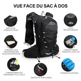INOXTO 5L Lightweight Hydration Pack Suitable for Outdoor Hiking Cross Country Marathon Competition Cycling Mountaineering Hydration Vest Backpack Men Women