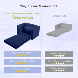 MeMoreCool Kids Flip Out Sofa Chair, Foldable Toddler Couch for Boys and Girls, Convertible Sofa Lounger for Playroom