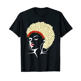 Melanin Afro Black African Queen Flower Curly Natural Hair T-Shirt