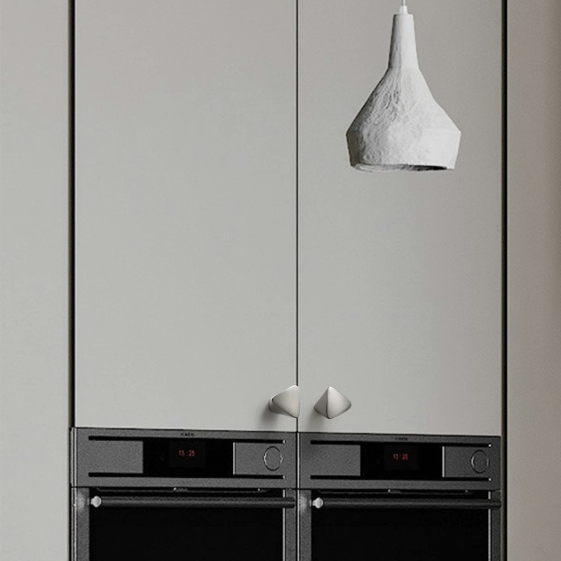 Myxekllo Brushed Nickel Cabinet Knob, Zinc Alloy Triangle Cabinet Dresser