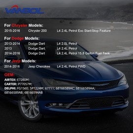 VANBOL Electric Fuel Pump Assembly Compatible with 2015-2016 Chrysler 200 2013-2016 Dodge Dart 2014-2016 Jeep Cherokee L4 2.0L 2.4L Gas Replace E7280M P77057M VANBOL0133 with Sending Unit O-ring