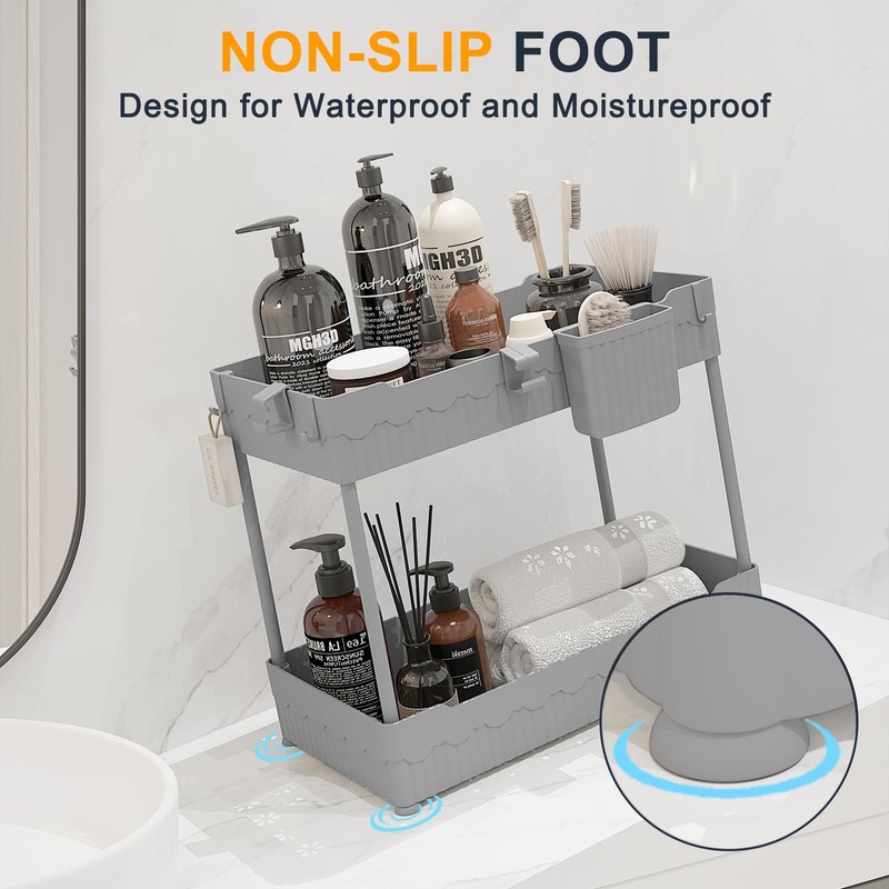 Sevenblue 2 Pack Under Sink Organizer, Under Bathroom Cabinet Organizer