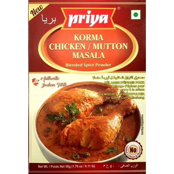 Priya Chicken/Mutton Korma Masala - 50 Gms x 6 Pack