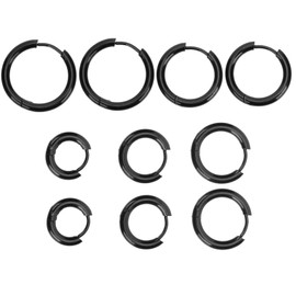 Baluue Stainless Steel Hoops Earrings 10pcs Set Hoops Earrings Jewelry for Women