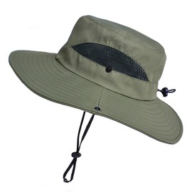 NPJY Men Sun Hat 3” Wide Brim UPF 50+ Bucket Fishing & Beach Hats Green