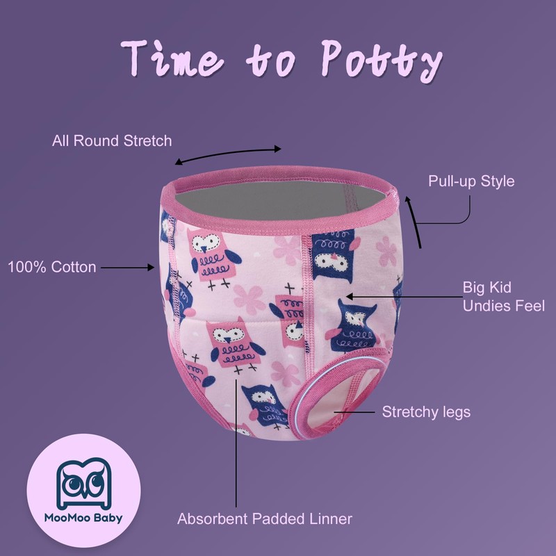 MooMoo Baby Potty Training Underwear Absorbent Toddler Training Pants for
