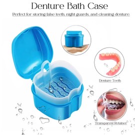 UBLNNFY 7PCS Denture Bath Case Cup Kit Denture Brush Kit Denture Cleaning Kit with 3 Denture Brush, 2 Retainer Cases and Denture Bath Case with Carry Case, White