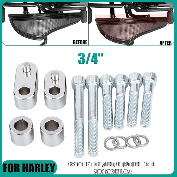 Unbranded CNC 3/4'' Driver Floorboard Extension Kit For Harley 09-UP