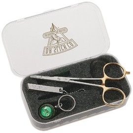 Dr. Slick Nipper, Reel & SNH55G 5-1/2" Gold Scissor Clamp in Small Fly Box
