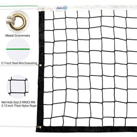Sanung 32 FT x 3 FT Volleyball Net, Professional Training Standard Size Replacement Sports Volleyball Net for Backyard Beach Pool Indoor Outdoor Use Without Poles