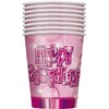 9oz Glitz Pink Birthday Paper Cups, Pack of 8