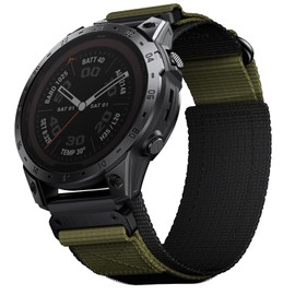 YOOSIDE Tactical Nylon Watch Strap for Garmin Fenix 7X / Fenix 6X / Fenix 5X / Enduro 2 / epix Pro 51mm, Upgraded QuickFit 26mm Adjustable Rugged Weave Nylon Webbing Wristband (Green)