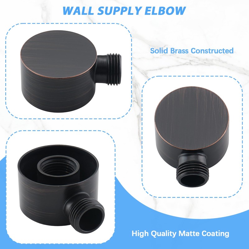 UCLIMAA Wall Supply Elbow for Handshower, Brass Round Wall Mount