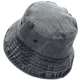 KYEYGWO Wide Brim Sun Hat for Men and Women, Washed Cotton Bucket Fishermen Hat for Outdoor Camping Hiking, Black