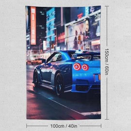 QEOPGNE Jdm R34 Car Tapestry Cool Taillights Sport Car Wall Art Japanese Tokyo Street Car Wall Decor Car Room Decor for Man Cave Garage Office Bedroom Living Room Wall Hanging Tapestries 40"x60"