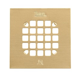 Oatey 42361 Universal 4-1/4 in. Snap-Tite Square Shower Strainer in Brushed Gold
