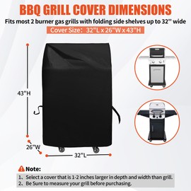 Grill Cover 30in, iCOVER Waterproof BBQ Covers for Two Burner Small Vertical Smoker, Lightweight Easy On/Off, Dustproof UV-Resistant Fit Grills with Collapsed Side Tables