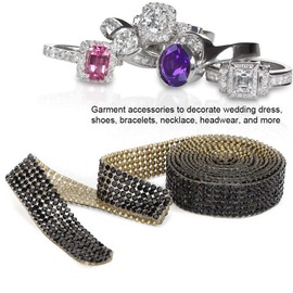 5 Yard Rhinestone Ribbon Iron-On Crystal Roll Ribbon DIY Decoration (Black)