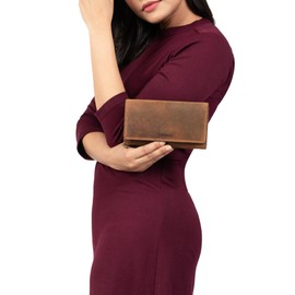 STILORD 'Ellen' Women's Leather Wallet RFID and NFC Protection in Stylish Gift Box Large Wallet Made of Genuine Leather, Bergamo - Brown, coin purse