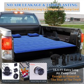 hufaut Camping Pickup Truck Bed Air Mattress Thicken Sleeping Pad for 5.5-5.8Ft Full-Size Short Truck Beds Outdoor Camping Car Travel(Navy Blue)