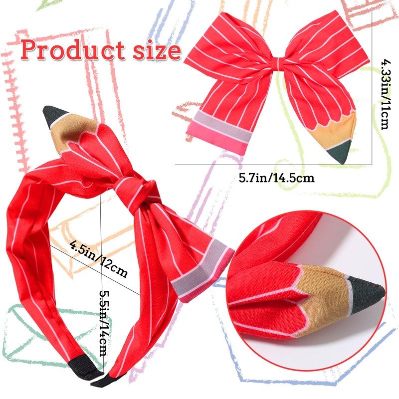 HIFANMM Back to School Headband For Girls, Yellow Pencil Bows