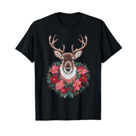 Christmas T-Shirt Christmas Santa Reindeer T-Shirt, black