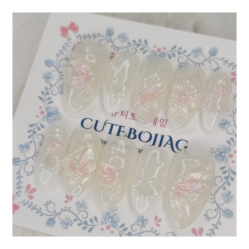 Iridescent Wing Handmade Nail Tips - Water Drop / 이리데슨트