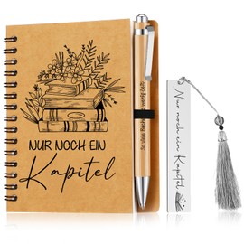 Sinmoe Gift Sets for Book Lovers with Saying Included Spiral Notepad Wooden Ballpoint Pen Stainless Steel Bookmark Reading Gift for Readers Bookfreaks Teachers Friends