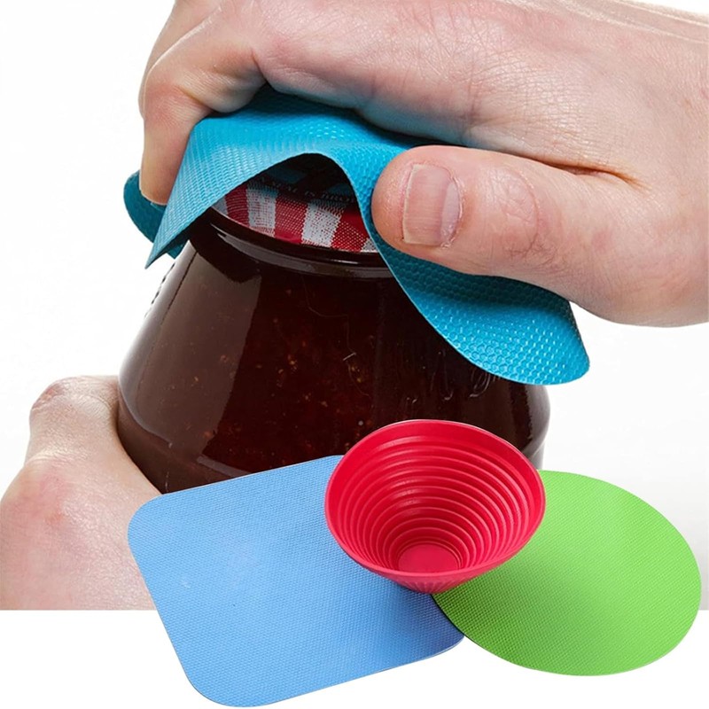 4 Pcs Rubber Jar Opener,Multi Purpose Round Non Slip Jar