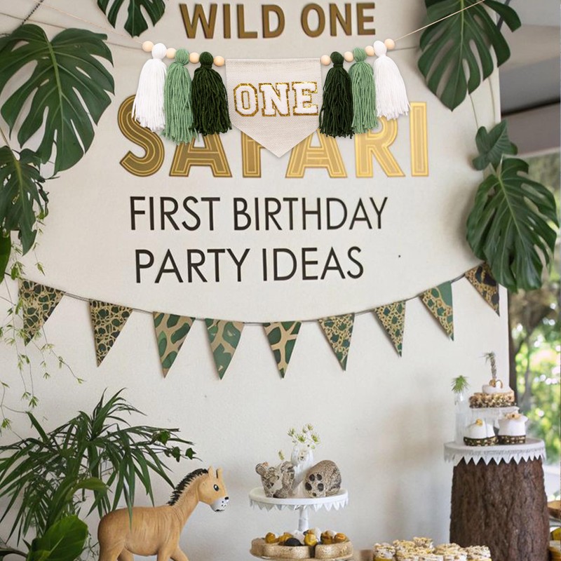 Boho Green 1st Birthday High Chair Banner