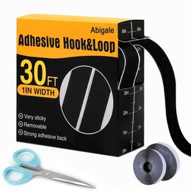 Cinta Adhesiva Velcrada, 9M x 25mm, Fuerte y Reutilizable, con Caja de Almacenamiento, Libre Corte, Para Colgar Cuadros, Decoraciones y Mosquiteros