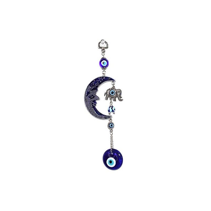 Turkish Blue Evil Eye (Nazar) Moon & Elephant Amulet Wall