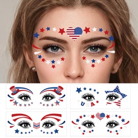 BEGOOD 4th of July Temporary Tattoos 10 Sheets Red White and Blue Tattoo for Adult Kids Patriotic American Flag Decorations Tattoos Party Favors Stickers for Independence Day