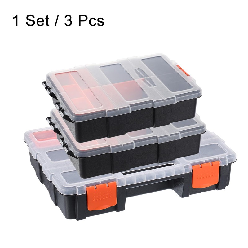 sourcing map 3pcs Toolbox Organizer Portable Plastic Hardware Organizer Box