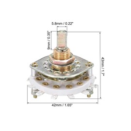 QUARKZMAN 2P5T Rotary Switch 2 Pin 5 Position Band Selector Switch 1 Deck for TV Radio Home Device Pack of 2