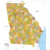 Georgia ZIP Code Map with Counties - Standard - 36"