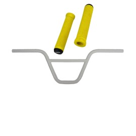 OG Lowrider Handlebar 872 Steel White & BMX Flangeless Yellow Grips