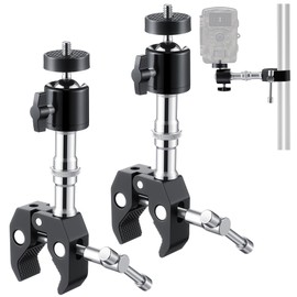 HappyAlley 2Pcs T Post Trail Camera Holders with 360° Rotating Ball Head, Trail Camera Mounting Bracket, Adjustable Trailcam Holder for Hunting, Easy Installation, Versatile Compatibility