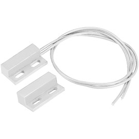 GUUZI Pack of 6 White Wired Surface Mounted Magnetic Switch Door Window Contact Sensor Alarm Reed Switch Type (Switch Near the Magnet, Connect Circuit)