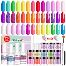 SAVILAND Dip Powder Nail Kit Starter: 29 PCS Set for All Seasons With 15 ml Liquid, Base Top Coat Activator for French Nail Art Manicure DIY Salon - Ideal Gift Set
