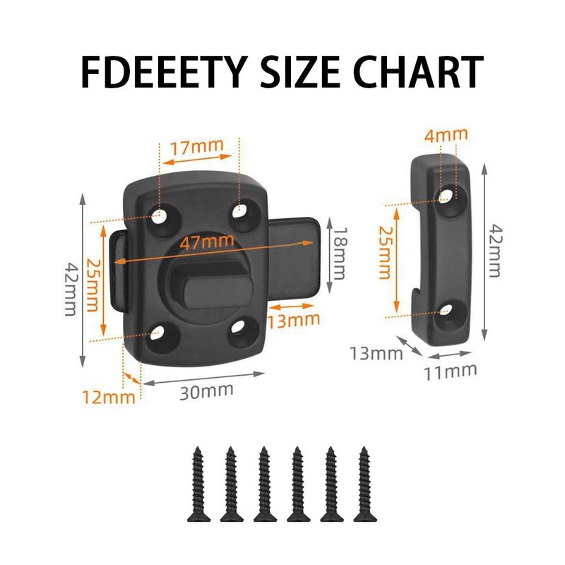 FDEETY Door Latch Door Security Latch Lock Interior Rotary Latch