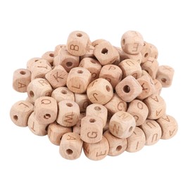 100PCS Alphabet Wooden Beads 12mm Side Length Cube Beech Wood Letter Beads with Large Hole for Bracelets Necklaces Home Decor Decoration with Alphabet Pattern for All Crafters