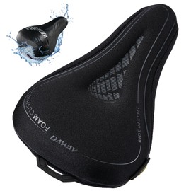DAWAY Comfortable Bike Seat Cover - Soft Gel & Foam Padded Exercise Bicycle Saddle Cushion Men Women Kids, Fit for Peloton, Stationary Bike, Mountain Road Bikes, Outdoor Cycling