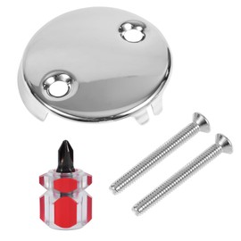 Badewannen Abflussabdeckung, Edelstahl Abflussabdeckung mit Schraube und Schraubendreher Zwei Löcher Wannen Abflussplatte Badewannen Abflussabdeckung (Silber)