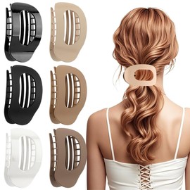 Pack of 6 Flat Claw Clips, Flat Hair Clips, French Hair Clips, Women's Flat Secure Hold Inner Teeth Hair Claws, Strong Hold Side Hair Clips