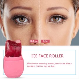 Ice Roller for Face and Eye,2022 Upgrated Diamond Ice Facial Roller,Facial Beauty Ice Roller Skin Care Tools, Ice Facial Cube, Gua Sha Face Massage, Silicone Ice Mold for Face Beauty (Red)