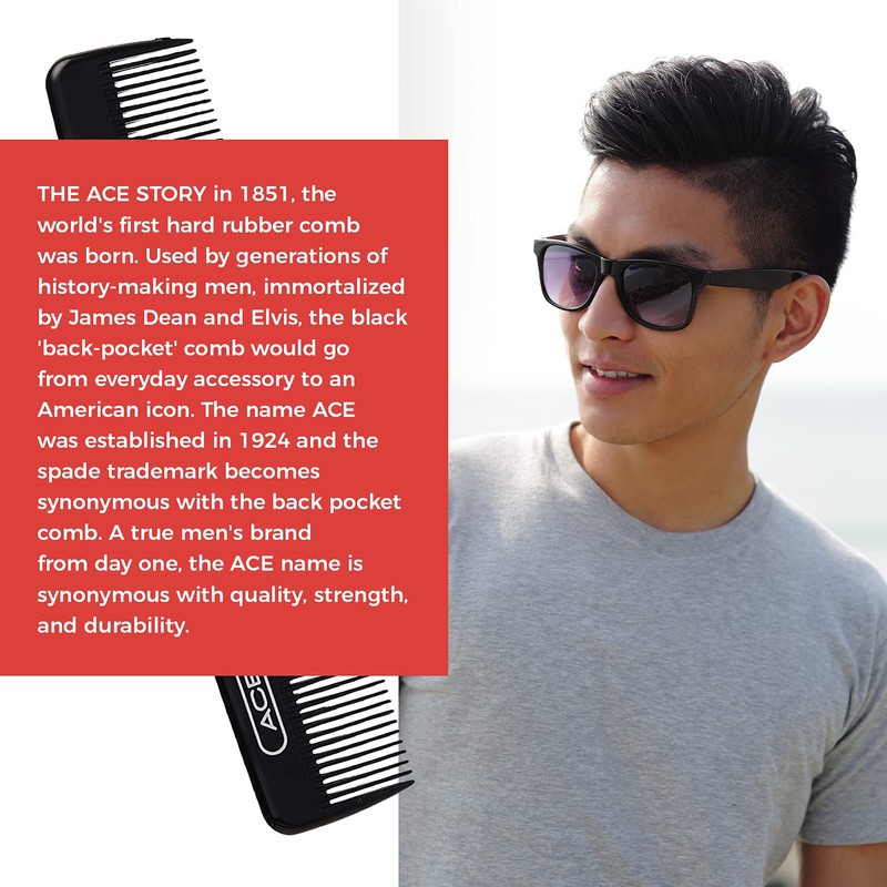 ACE Pocket Fine Tooth Comb - 4.5 Inch, Black -