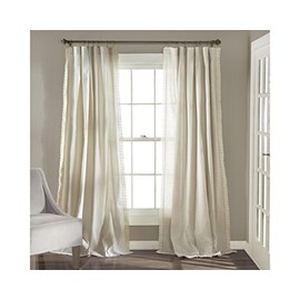 Lush Decor Rosalie Light Filtering Window Curtain Panel Set- Pair- Vintage Farmhouse & French Country Style Curtains - Timeless Dreamy Drape - Romantic Lace Trim - 54" W x 84" L, Ivory