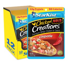 StarKist Chicken Creations BOLD Chipotle Pouch (2.6 oz - 12 Pack) Fully Cooked High Protein White Meat, No Draining, Ready to Eat for Salad and Sandwiches